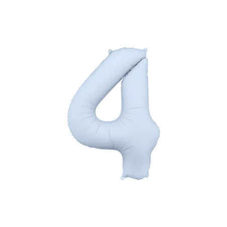 Balon foliowy Cyfra 4 - 86 cm - Mglisty niebieski matowy