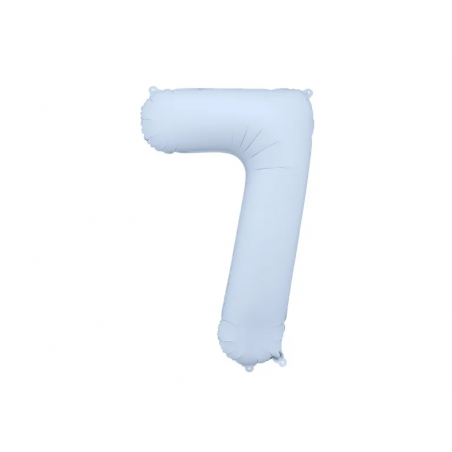 Balon foliowy Cyfra 7 - 86 cm - Mglisty niebieski matowy