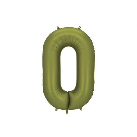 Balon foliowy Cyfra 0 - 86 cm - Oliwkowy matowy
