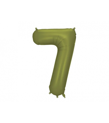 Balon foliowy Cyfra 7 - 86 cm - Oliwkowy matowy