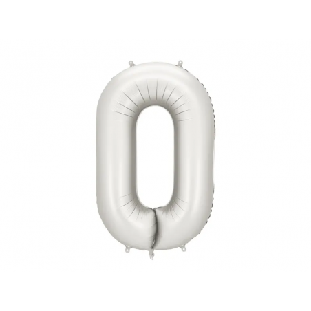 Balon foliowy Cyfra 0 - 86 cm - Srebrny satynowy