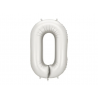 Balon foliowy Cyfra 0 - 86 cm - Srebrny satynowy