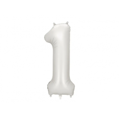Balon foliowy Cyfra 1 - 86 cm - Srebrny satynowy
