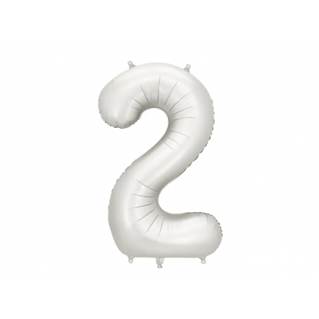 Balon foliowy Cyfra 2 - 86 cm - Srebrny satynowy