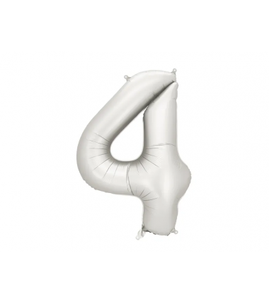Balon foliowy Cyfra 4 - 86 cm - Srebrny satynowy