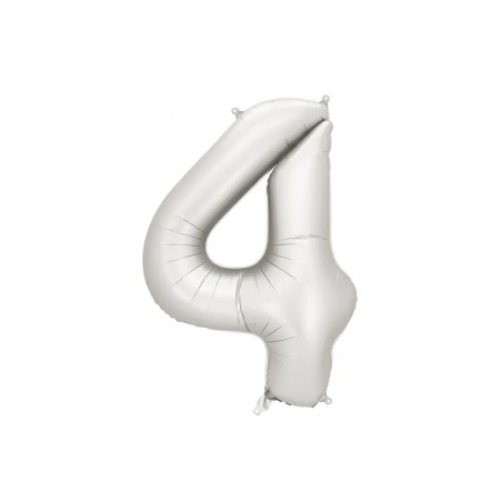Balon foliowy Cyfra 4 - 86 cm - Srebrny satynowy