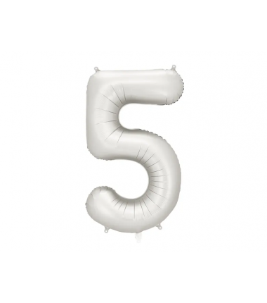 Balon foliowy Cyfra 5 - 86 cm - Srebrny satynowy