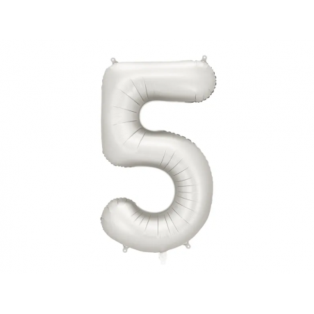 Balon foliowy Cyfra 5 - 86 cm - Srebrny satynowy