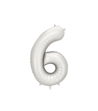 Balon foliowy Cyfra 6 - 86 cm - Srebrny satynowy