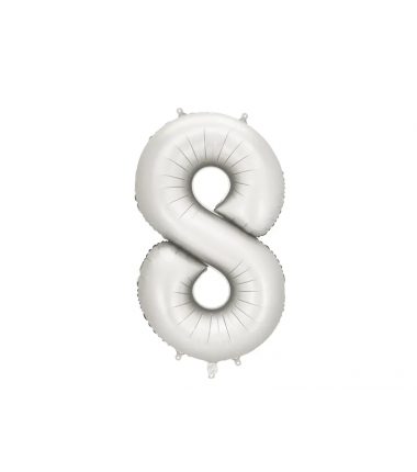 Balon foliowy Cyfra 8 - 86 cm - Srebrny satynowy