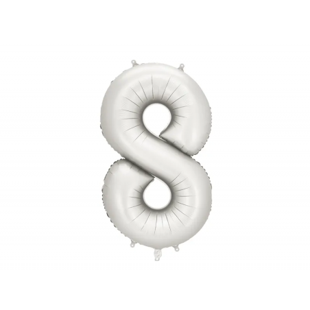 Balon foliowy Cyfra 8 - 86 cm - Srebrny satynowy