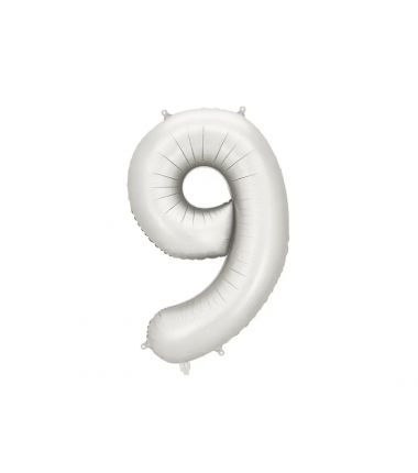 Balon foliowy Cyfra 9 - 86 cm - Srebrny satynowy