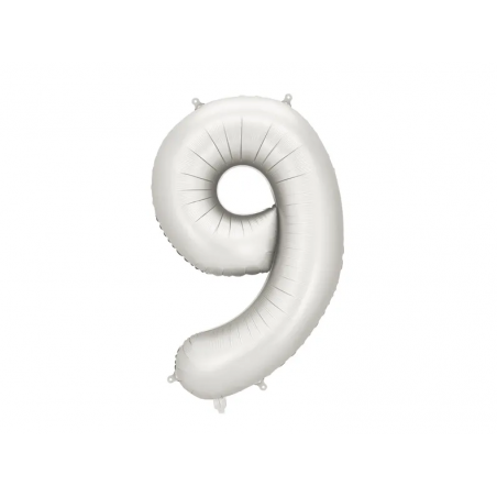 Balon foliowy Cyfra 9 - 86 cm - Srebrny satynowy