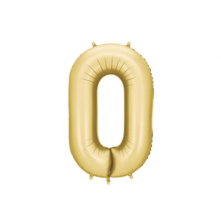 Balon foliowy Cyfra 0 - 86 cm - Złoty satynowy