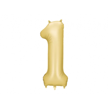 Balon foliowy Cyfra 1 - 86 cm - Złoty satynowy