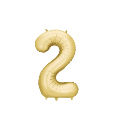 Balon foliowy Cyfra 2 - 86 cm - Złoty satynowy