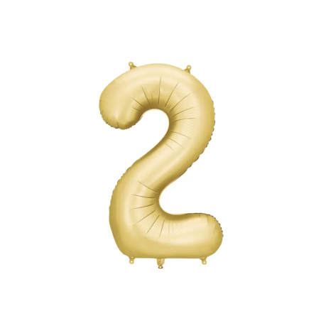 Balon foliowy Cyfra 2 - 86 cm - Złoty satynowy