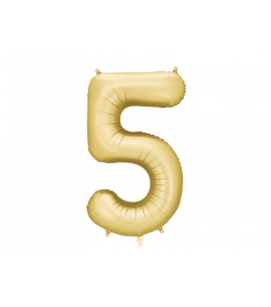 Balon foliowy Cyfra 5 - 86 cm - Złoty satynowy