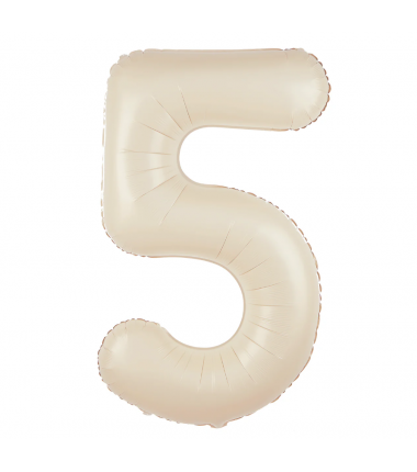 Balon foliowy Cyfra 5 - 100 cm - Kremowy