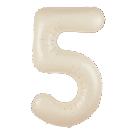 Balon foliowy Cyfra 5 - 100 cm - Kremowy