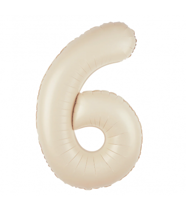 Balon foliowy Cyfra 6 - 100 cm - Kremowy