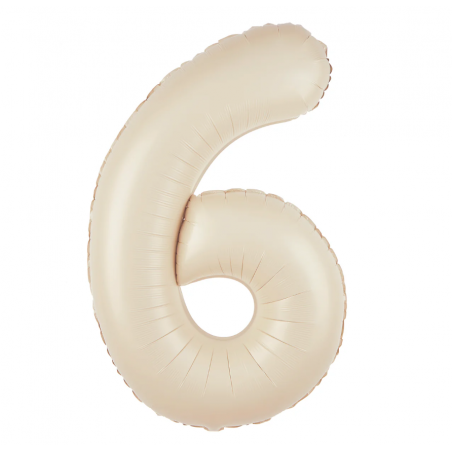 Balon foliowy Cyfra 6 - 100 cm - Kremowy
