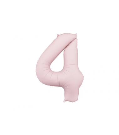Balon foliowy Cyfra 4 - 86 cm - Jasny różowy matowy