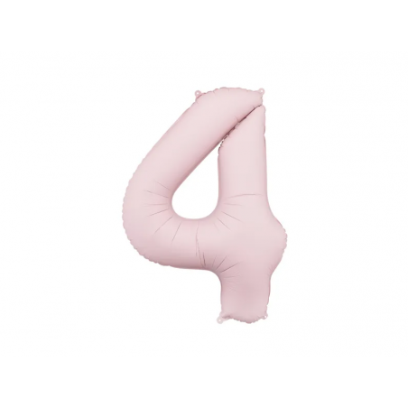 Balon foliowy Cyfra 4 - 86 cm - Jasny różowy matowy
