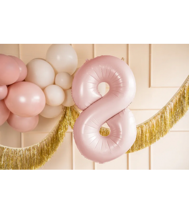 Balon foliowy Cyfra 8 - 72 cm - jasny różowy