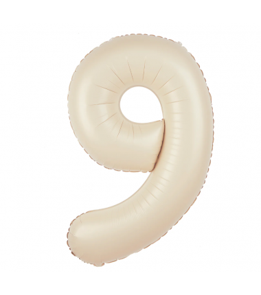 Balon foliowy Cyfra 9 - 100 cm - Kremowy