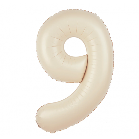 Balon foliowy Cyfra 9 - 100 cm - Kremowy