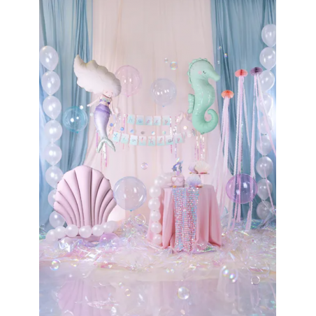 Balon foliowy BOBO Kula 40 cm transparentny - niebieski
