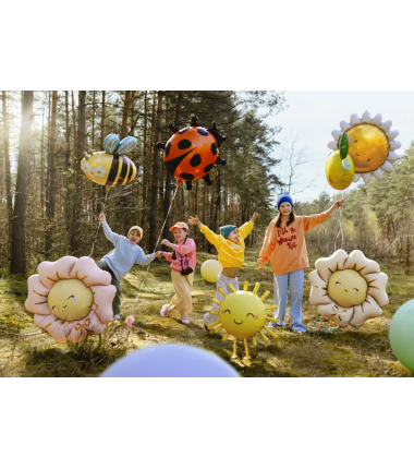Balon foliowy CHODZĄCY Kwiatek 104x104 cm - jasny beż