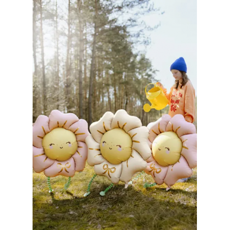 Balon foliowy CHODZĄCY Kwiatek 104x104 cm - rumiany różowy