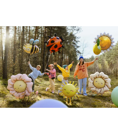Balon foliowy CHODZĄCY Kwiatek 104x104 cm - rumiany różowy