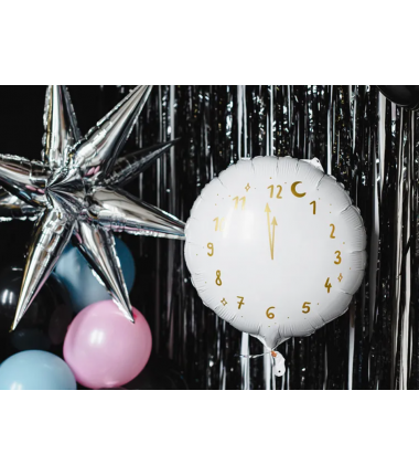 Balon foliowy Zegar 45 cm - biały