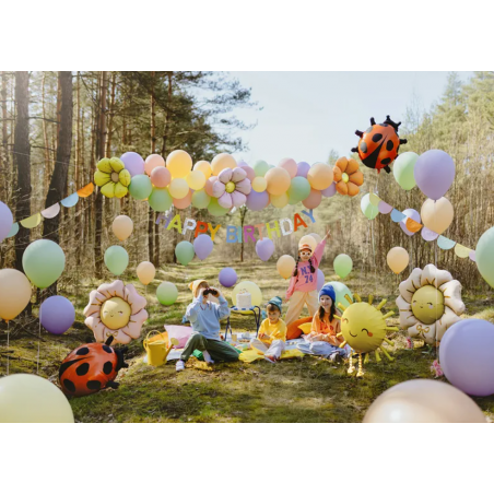 Balony foliowe do girland Stokrotki średnica 65 cm kolorowe - 4 sztuki