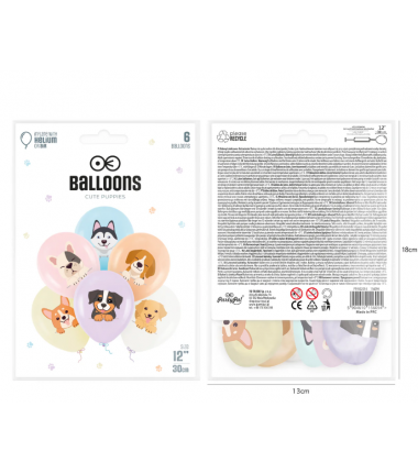 Balony Pieski 30 cm - 6 sztuk
