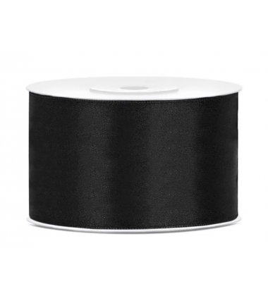 Wstążka satynowa - tasiemka satynowa - czarna 38 mm - Party Deco
