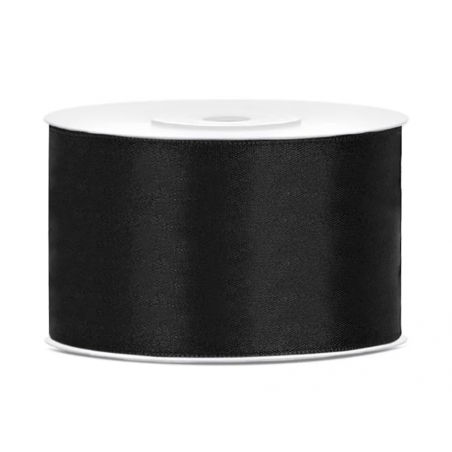 Wstążka satynowa - tasiemka satynowa - czarna 38 mm - Party Deco
