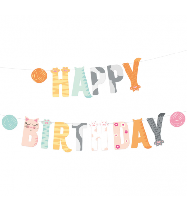 Baner Happy Birthday Kotki 200x18cm