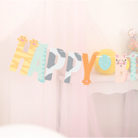 Baner Happy Birthday Kotki 200x18cm