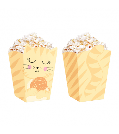 Pudełko na popcorn Kotki 8,5x15cm 6 sztuk