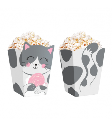 Pudełko na popcorn Kotki 8,5x15cm 6 sztuk