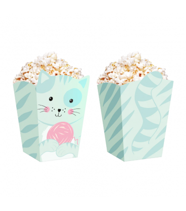 Pudełko na popcorn Kotki 8,5x15cm 6 sztuk