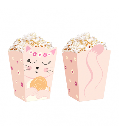 Pudełko na popcorn Kotki 8,5x15cm 6 sztuk