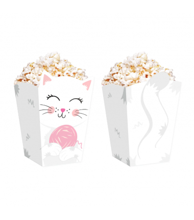 Pudełko na popcorn Kotki 8,5x15cm 6 sztuk