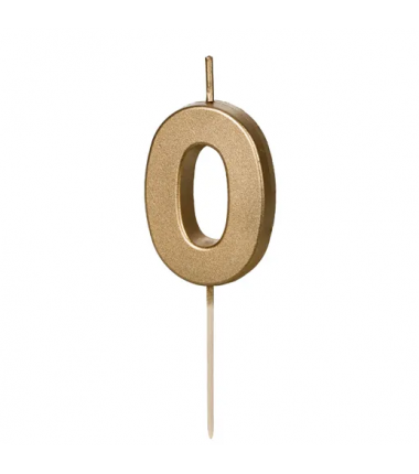 Świeczka urodzinowa Cyferka 0 - 4,5 cm - złoty