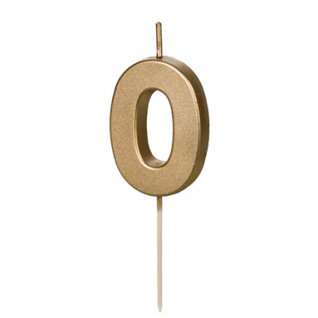 Świeczka urodzinowa Cyferka 0 - 4,5 cm - złoty