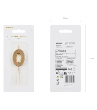 Świeczka urodzinowa Cyferka 0 - 4,5 cm - złoty